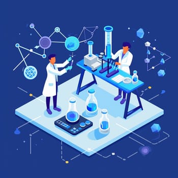 project teamwork in medicine, science and biology. isometric illustration. High quality illustration