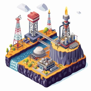 project teamwork in the field of oil production. isometric illustration. High quality illustration