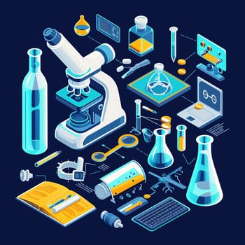 project teamwork in medicine, science and biology. isometric illustration. High quality illustration