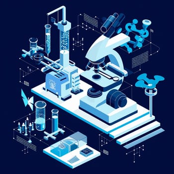 project teamwork in medicine, science and biology. isometric illustration. High quality illustration