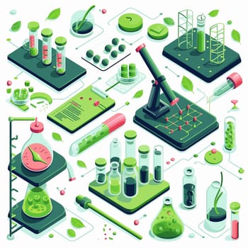 project teamwork in medicine, science and biology. isometric illustration. High quality illustration