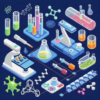 project teamwork in medicine, science and biology. isometric illustration. High quality illustration