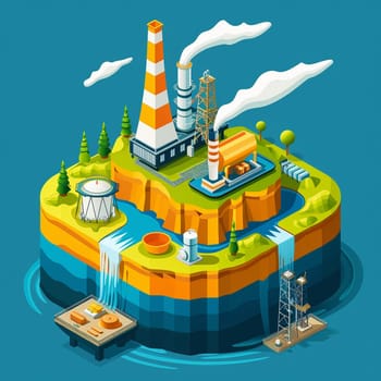 project teamwork in the field of oil production. isometric illustration. High quality illustration