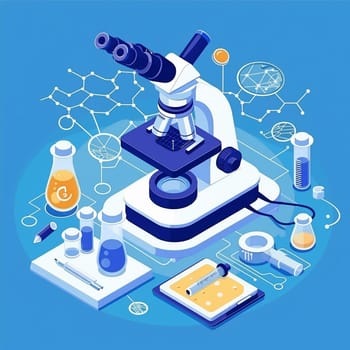 project teamwork in medicine, science and biology. isometric illustration. High quality illustration