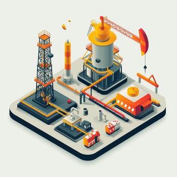 project teamwork in the field of oil production. isometric illustration. High quality illustration