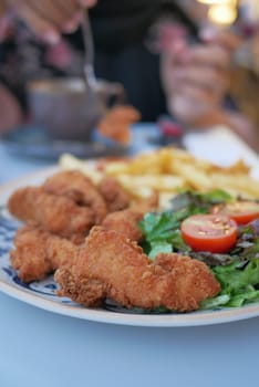 crispy coated fried chicken on a plate .