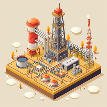 project teamwork in the field of oil production. isometric illustration. High quality illustration