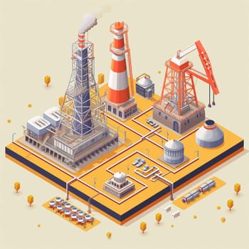 project teamwork in the field of oil production. isometric illustration. High quality illustration