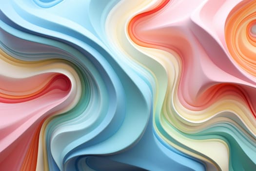 Pastel 3D waves with a playful and airy feel, suitable for cheerful backgrounds, vibrant designs, or creative visual content. Generative AI