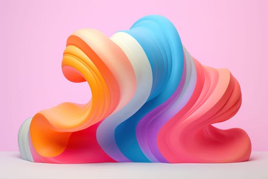 Vibrant 3D pastel sculpture, ideal for unique advertising, playful design elements, or abstract creative visuals. Generative AI