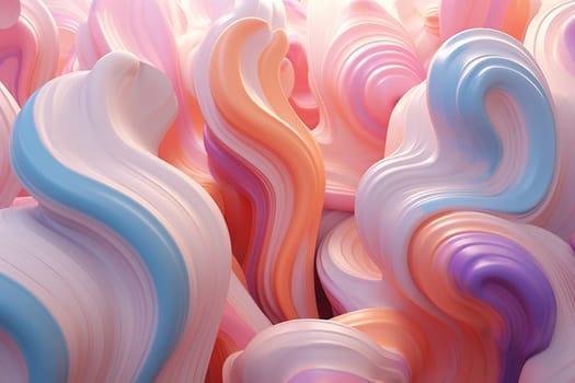 Soft pastel waves blend in a smooth, flowing abstract design, ideal for tranquil backgrounds or creative graphic elements. Generative AI