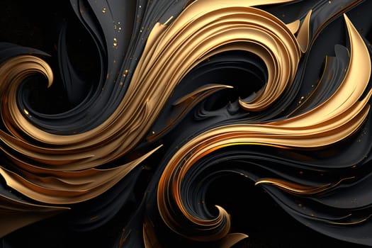 Opulent black and gold swirls in a luxurious abstract design, ideal for high-end branding, sophisticated backgrounds, or elegant art. Generative AI