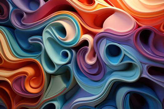 Vivid 3D curls in a symphony of colors, perfect for dynamic designs, lively wallpapers, or expressive abstract digital art. Generative AI