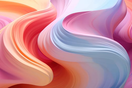 Soft pastel waves blend in a smooth, flowing abstract design, ideal for tranquil backgrounds or creative graphic elements. Generative AI