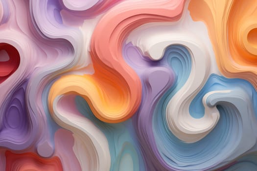 A mesmerizing display of pastel-colored swirls with a creamy and smooth texture, blending seamlessly to create a calming and artistic backdrop for various design uses. Generative AI
