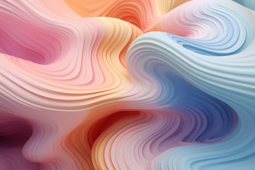 Pastel 3D waves with a playful and airy feel, suitable for cheerful backgrounds, vibrant designs, or creative visual content. Generative AI