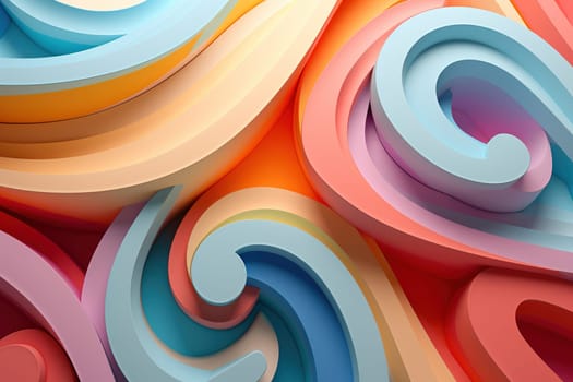 Swirling ribbons of pastel colors creating a dynamic and fluid visual effect, perfect for modern graphic designs or vibrant backgrounds. Generative AI