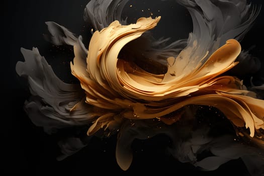 Elegant abstract with black and gold swirls, perfect for luxury branding and sophisticated visual narratives. Generative AI