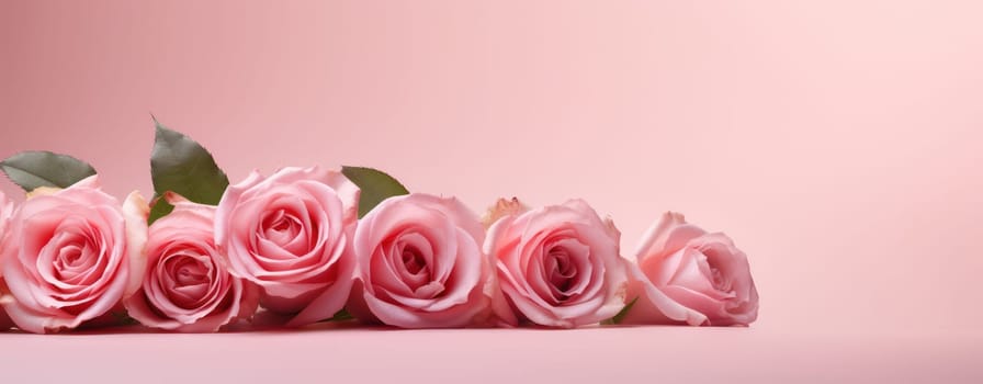 Delicate Bouquet of Pink Roses: Love, Romance, and Beauty Blossoming on a Bright, Floral Background.
