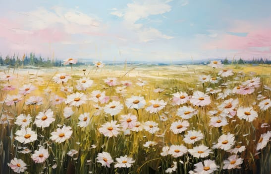 Summer Meadow Bliss: A Vibrant Impressionistic Floral Landscape on Canvas