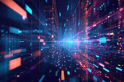 Big data on internet upload and download progress. futuristic digital technology background.