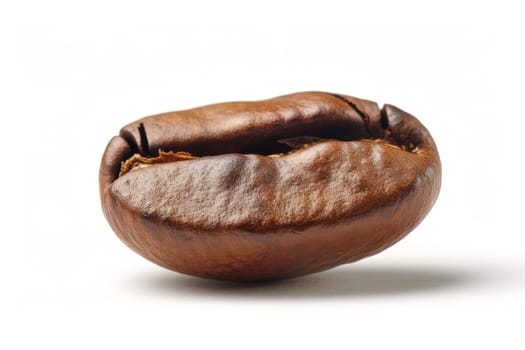 Roasted coffee beans on white background. Generative AI.
