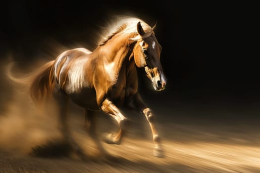 A Horse that fast runs in blur background .generative AI.