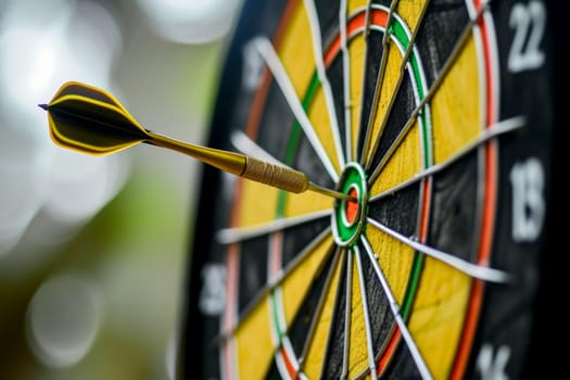 a dart hitting in the center of a target .business successful concept. Ai generative.