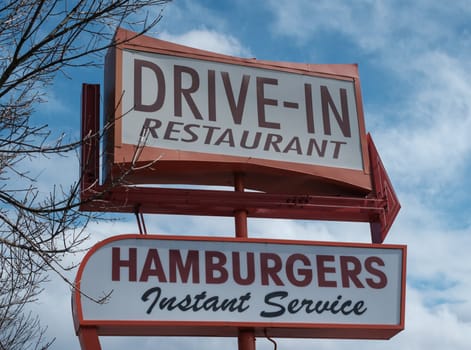 Retro Vintage Sign For A Drive-In Restaurant In The USA