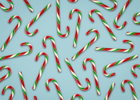 Seasonal Design For Christmas Of Candy Canes On A Blue Background