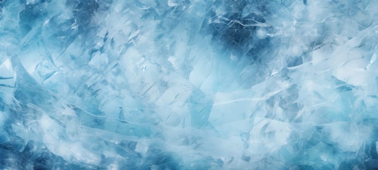 Close-up of a beautiful abstract ice texture with intricate patterns in varying shades of blue, perfect as a cold-themed background.