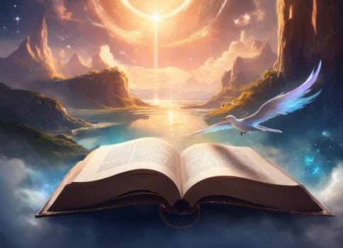 An open enchanted book in a grand library radiates a magical glow. A mesmerizing orb of light reveals an intricate castle floating amidst the ethereal atmosphere. The image encapsulates the allure of untapped mystical worlds and ancient wisdom.