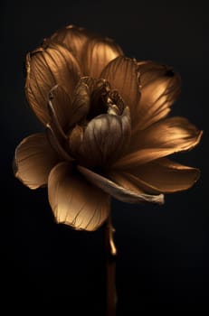 Luxurious Brown Flower with a Dark Background, Exquisite Floral Art Photography.