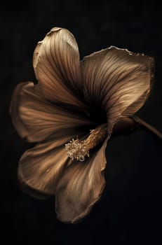 Luxurious Brown Flower with a Dark Background, Exquisite Floral Art Photography.