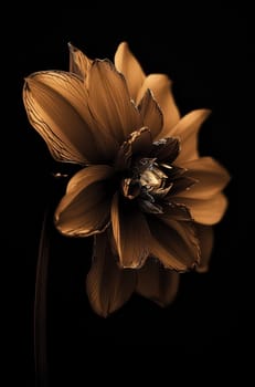 Luxurious Brown Flower with a Dark Background, Exquisite Floral Art Photography.