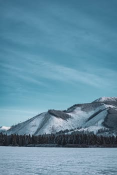 Winter mountain landscape under blue sky with clouds, Low Tatras, Slovakia