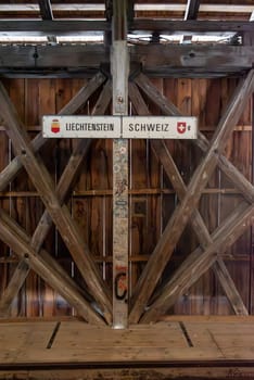 The historic old Rhine bridge between Switzerland and Liechtenstein