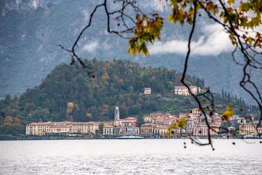 Bellagio at lake Como after rain, seen from Tremezzo, Italy