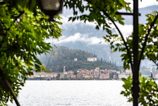 Bellagio at lake Como after rain, seen from Tremezzo, Italy