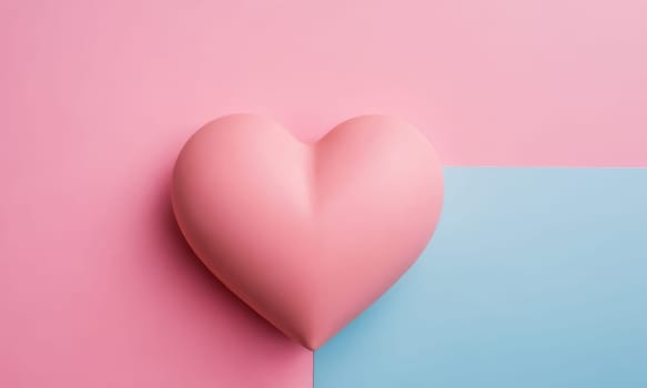 A glossy pink heart stands out against a vibrant blue background. The image exudes warmth and affection and is perfect for themes of love and romance. Ideal for Valentine s Day promotions or expressing sentiments of love.