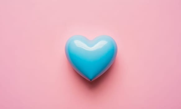 A glossy pink heart stands out against a vibrant blue background. The image exudes warmth and affection and is perfect for themes of love and romance. Ideal for Valentine s Day promotions or expressing sentiments of love.