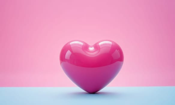 A glossy pink heart stands out against a vibrant blue background. The image exudes warmth and affection and is perfect for themes of love and romance. Ideal for Valentine s Day promotions or expressing sentiments of love.