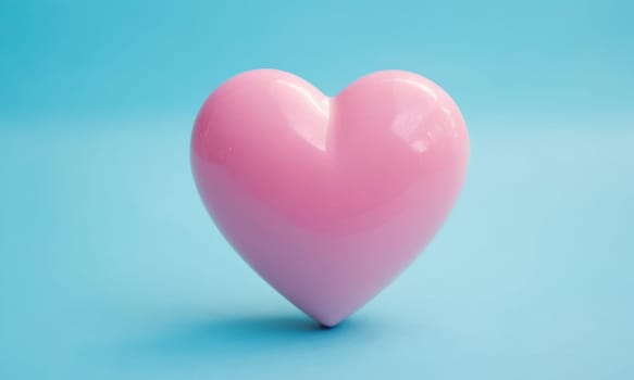 A glossy pink heart stands out against a vibrant blue background. The image exudes warmth and affection and is perfect for themes of love and romance. Ideal for Valentine s Day promotions or expressing sentiments of love.