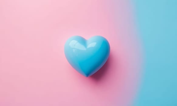 A glossy pink heart stands out against a vibrant blue background. The image exudes warmth and affection and is perfect for themes of love and romance. Ideal for Valentine s Day promotions or expressing sentiments of love.