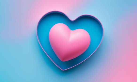 A glossy pink heart stands out against a vibrant blue background. The image exudes warmth and affection and is perfect for themes of love and romance. Ideal for Valentine s Day promotions or expressing sentiments of love.