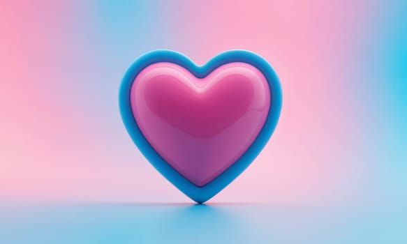 A glossy pink heart stands out against a vibrant blue background. The image exudes warmth and affection and is perfect for themes of love and romance. Ideal for Valentine s Day promotions or expressing sentiments of love.