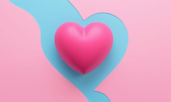 A glossy pink heart stands out against a vibrant blue background. The image exudes warmth and affection and is perfect for themes of love and romance. Ideal for Valentine s Day promotions or expressing sentiments of love.