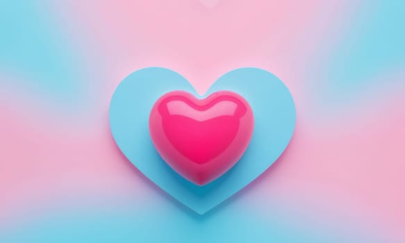 A glossy pink heart stands out against a vibrant blue background. The image exudes warmth and affection and is perfect for themes of love and romance. Ideal for Valentine s Day promotions or expressing sentiments of love.