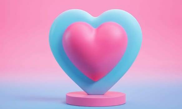 A glossy pink heart stands out against a vibrant blue background. The image exudes warmth and affection and is perfect for themes of love and romance. Ideal for Valentine s Day promotions or expressing sentiments of love.