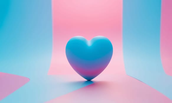 A glossy pink heart stands out against a vibrant blue background. The image exudes warmth and affection and is perfect for themes of love and romance. Ideal for Valentine s Day promotions or expressing sentiments of love.